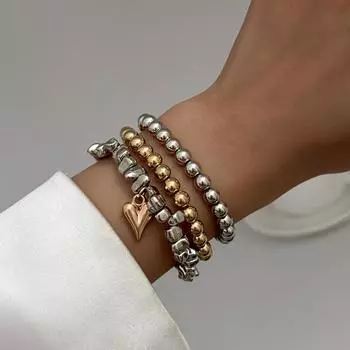 3 шт./компл. Неправильные браслеты-цепочки из камней CCB, Ювелирные изделия, Аксессуары для вечеринок, Геометрический браслет с подвеской в форме сердца, Новинка 2025