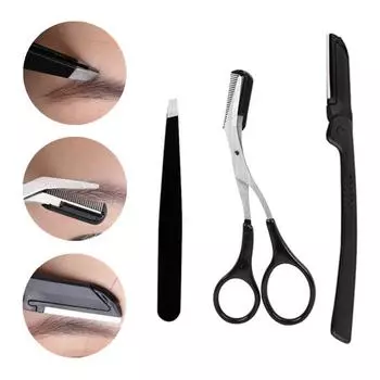 3 шт./компл. нож для нарезки бровей зажим для бровей ножницы для бровей красота макияж косметический инструмент чёрный
