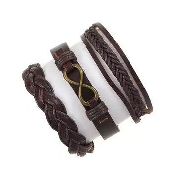 3 шт./компл. очаровательные ювелирные изделия ручной работы браслет-манжета из натуральной кожи для мужчин коричневый