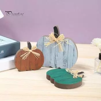 3 шт./компл. Осенняя тыква, настольный знак, 3D тыква, деревянный знак, многоуровневый поднос, украшение на Хэллоуин, праздник урожая, День благодарения, тыквенный блок, настольное украшение 1 Set