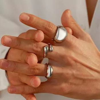 3 шт./компл. открывающееся глянцевое кольцо, модные ювелирные изделия, подарок, преувеличенные металлические кольца в стиле хип-хоп для женщин и мужчин, геометрические аксессуары в стиле панк