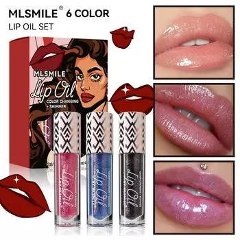 3 шт./компл. перламутровое масло для губ, меняющее цвет, питательный увлажняющий набор глазури для губ, медовая губная помада с высоким содержанием пигментов, антипригарная чашка, жидкая губная помада A