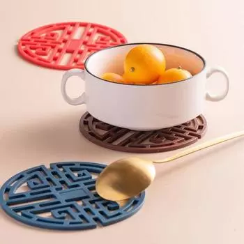 3 шт./компл. подставка для напитков, выдолбленная теплоизоляционная силиконовая классическая подставка для столовых приборов в китайском стиле для красный