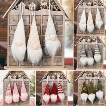 3 шт./компл. подвесные украшения для рождественской елки гном плюшевые гонк Санта-кукла подвески рождественские украшения для дома розовый
