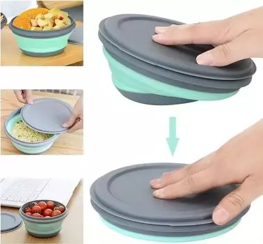 3 шт./компл., походная миска, складная силиконовая складная миска, ланч-бокс, салатница с крышкой, расширяемый контейнер для хранения еды, коробка для бенто