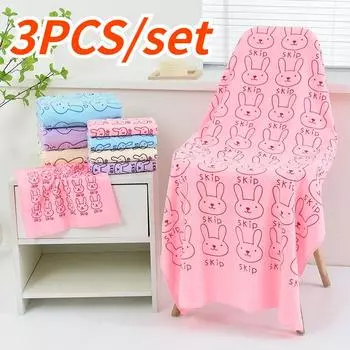 3 шт./компл. полотенце для ванной комнаты с кроликом, ткань из микрофибры, полотенце для лица, доступный домашний набор быстросохнущих полотенец 3PCS/set розовый