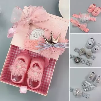 3 шт./компл. повязка на голову для новорожденных + носки с милой короной и бантами повязки на голову для маленьких девочек повязка для волос для маленьких девочек Set 1 NO BOX