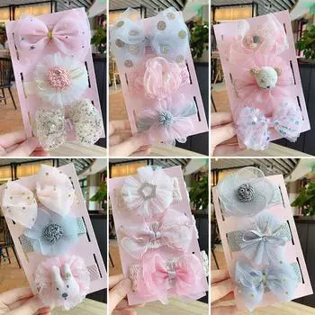 3 шт./компл. повязка на голову для маленьких девочек, эластичные кружевные банты, Корона, повязка для волос для новорожденных для девочек, детский тюрбан с цветами, аксессуары для волос set 6