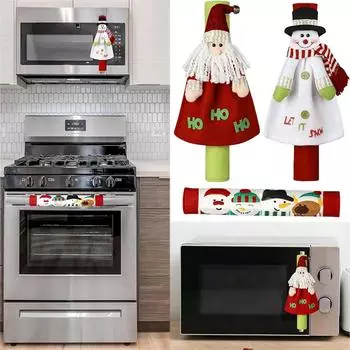 3 шт./компл. праздничные чехлы для ручек холодильников, холодильников, микроволновых печей, посудомоечных машин, дверные ручки, протектор для праздников