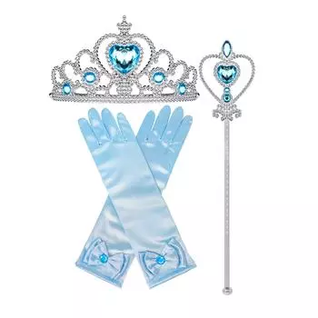 3 шт./компл. Принцесса Любовь комплект ювелирных изделий для девочек принцесса ювелирные изделия корона палочка перчатки One Size синий