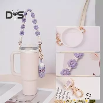 3 шт./компл. ремень для ручки бутылки с водой 8-40 унций стакан силиконовое кольцо безопасности ручной работы цветок держатель для переноски подвеска на шнурке аксессуары для чашки розовый