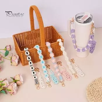 3 шт./компл. ремень для ручки бутылки с водой 8-40 унций стакан силиконовое кольцо безопасности ручной работы цветок держатель для переноски подвеска на шнурке аксессуары для чашки розовый