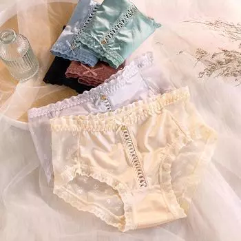 3 шт./компл. роскошное атласное кружевное нижнее белье для женщин, сексуальные кружевные сетчатые трусики, удобные дышащие трусы, милые женские трусы M