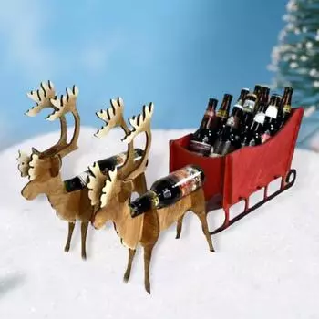 3 шт./компл. Рождественский держатель для винных бутылок в виде лося, деревянные сани, подставка для пивных бутылок, органайзер