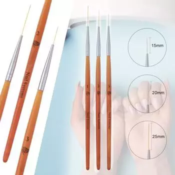 3 шт./компл., ручка для рисования ногтей, эргономичная ручка, легкая кисть для дизайна ногтей, деревянная ручка, французские линии