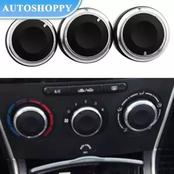 3 шт./компл., ручка из алюминиевого сплава, автомобильный кондиционер, переключатель управления обогревателем переменного тока, ручка для Mazda 6 2006-2015, запчасти, аксессуары чёрный