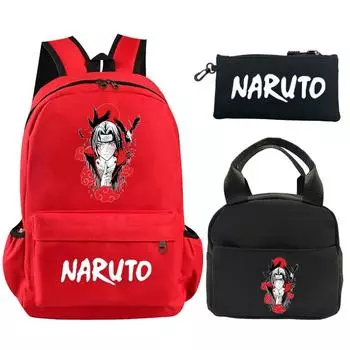 3 шт./компл. рюкзак аниме «Наруто», сумка для книг с сумкой для обеда, пенал обратно в школьную сумку для девочек, мальчиков, мужчин, женщин, дорожная сумка для отдыха