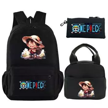3 шт./компл. рюкзак, цельный рюкзак с принтом в стиле аниме, сумка для обеда, пенал для подростков, детский школьный рюкзак для девочек и мальчиков