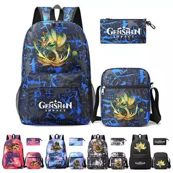 3 шт./компл. рюкзак для мальчиков и девочек, повседневный школьный рюкзак, противоугонный рюкзак для подростков со светящимся брелоком