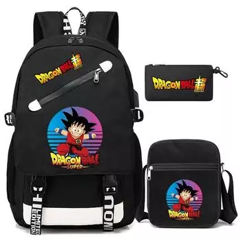 3 шт./компл. рюкзак с рисунком дракона в стиле аниме, школьный рюкзак для мальчиков и девочек, детский подростковый рюкзак с героями мультфильмов, водонепроницаемая школьная сумка