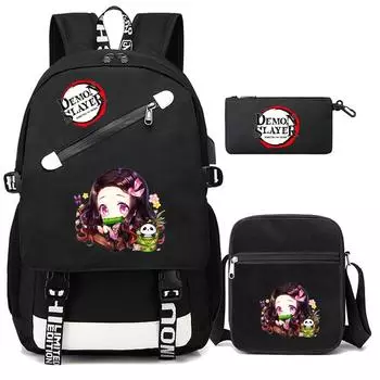 3 шт./компл., рюкзак «Убийца Демонов», холст, сумка для книг, сумка для книг для мальчиков и девочек-подростков, детский подарок для мужчин и женщин, дорожная сумка, рюкзак Mochila