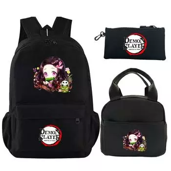 3 шт./компл., рюкзак «Убийца Демонов», сумка для книг с сумкой для обеда, пенал, школьная сумка для девочек и мальчиков, подарок для мужчин и женщин, дорожная сумка