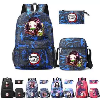 3 шт./компл. рюкзак «Убийца Демонов» в стиле аниме с сумкой на плечо, пенал для мальчиков и девочек, школьная сумка для книг, женская дорожная сумка Mochila