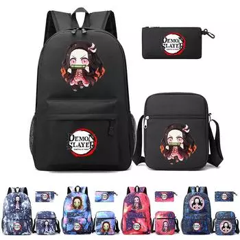 3 шт./компл. рюкзак «Убийца Демонов» в стиле аниме с сумкой на плечо, пенал для мальчиков и девочек, школьная сумка для книг, мужская и женская дорожная сумка
