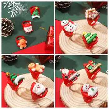 3 шт./компл. Санта Рождественское смоляное кольцо Лось Рождественские украшения Личность Мультфильм Милое кольцо Друг B