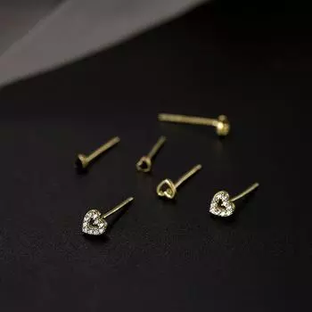 3 шт./компл. серьги-гвоздики с бриллиантами в форме сердца для женщин, мини-изящные серьги, ювелирные изделия серебряный