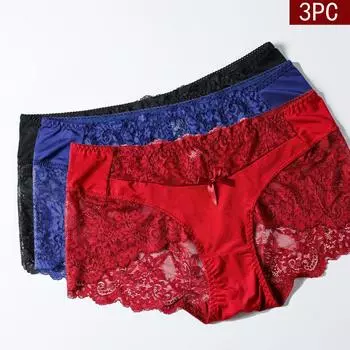 3 шт./компл., сексуальное женское белье, женские бесшовные трусики, очень большое нижнее белье, женские кружевные трусы с высокой талией, большие размеры, трусы 1XL