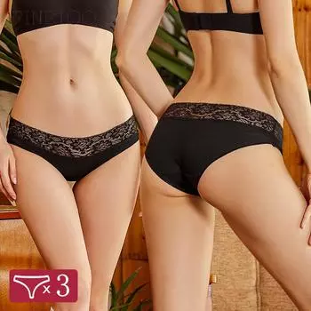 3 шт./компл. сексуальные кружевные хлопковые трусы женские однотонные ажурные трусики с низкой талией женское мягкое дышащее нижнее белье комфортное нижнее белье S&3pcs