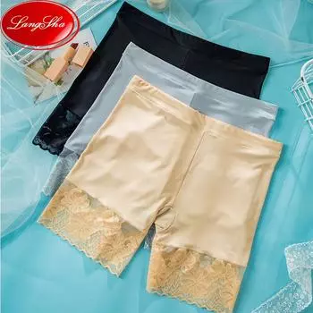 3 шт. / Компл., Сексуальные кружевные женские защитные шорты, брюки, бесшовные ледяные шелковые трусики, нижнее белье для девочек, женская мода