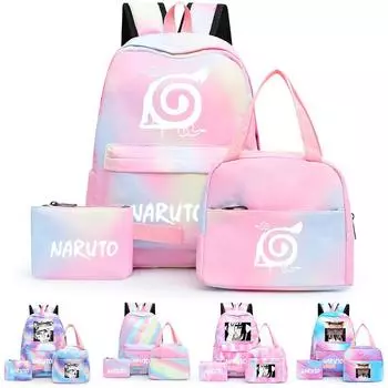 3 шт./компл. школьный рюкзак из холста в стиле аниме для девочек Y2K с сумками для обеда, комплект школьных сумок, детская сумка для ручек, рюкзак для возвращения в школу