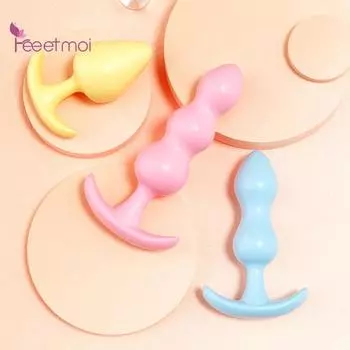 3 шт./компл., штепсельная вилка для анального стимулятора, легкая чистка, флирт, легкие бусины, гибкие для прикладывания, секс-игрушки 3pcs