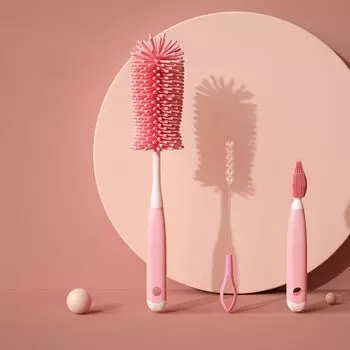 3 шт./компл. силиконовая детская соска-соломинка скребок маленькая щетка для чистки бутылочек щетка для мытья стеклянных чашек на 360 градусов кухонная щетка