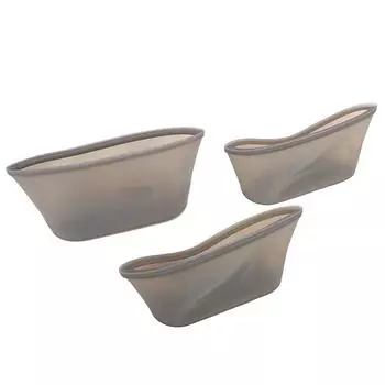 3 шт./компл., силиконовые контейнеры для хранения продуктов, сумки для хранения в холодильнике, морозильной камере, многоразовый самозапечатывающийся чехол One Size серый