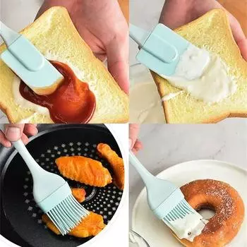 3 шт./компл. силиконовый скребок, креативный инструмент для выпечки, самодельный шпатель для хлеба, торта, крема, масляная кисть, кухонный гаджет для выпечки, многоцелевой инструмент розовый