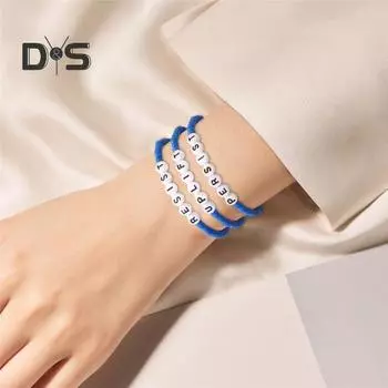 3 шт./компл. Синий браслет дружбы для женщин, регулируемый размер, ручной работы, синий браслет из бусин, символ дружбы, плетеный браслет Sets