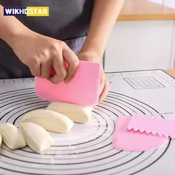 3 шт./компл. скребок для крема с неровными зубцами, шпатели для теста, скребок для выпечки торта, слайсер для помадки, торта, резак для кондитерских изделий, инструмент для украшения своими руками белый