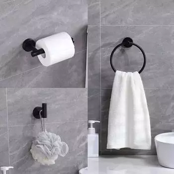 3 шт./компл. современный крючок вешалка кольцо для полотенец халат стойка для туалетной бумаги набор аксессуаров для оборудования чёрный