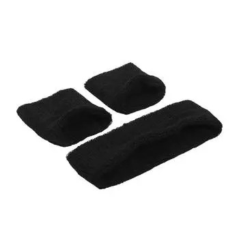 3 шт./компл. спортивная повязка на голову и наручный бандаж, нескользящие, дышащие, быстросохнущие, впитывающие пот, для бега, спортивные повязки на голову One Size чёрный