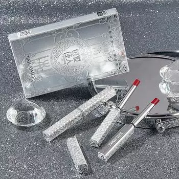 3 шт./компл. Star River Silver Makeup Fine Tube Губная помада Увлажняющая питательная антипригарная помада Набор 3pcs/set