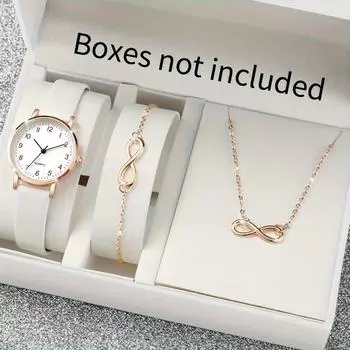 3 шт./компл. стильные женские кварцевые часы с аналоговым дисплеем и соответствующим комплектом ювелирных изделий — идеальный подарок для мамы и ее модного образа жизни