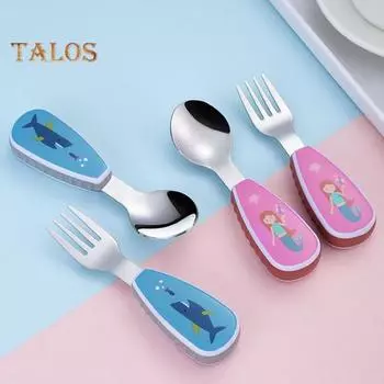 3 шт./компл. суповая ложка, нескользящая термостойкая 7 видов стилей, прочная детская вилка с гладкими краями для детской C