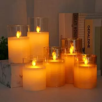 3 шт./компл. светодиодные беспламенные электрические свечи, акриловые стеклянные батарейки, мерцающие поддельные чайные свечи для свадебной вечеринки, рождественского декора 01