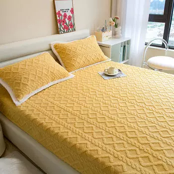 3 шт./компл. теплая молочная бархатная кровать из трех частей с цветочным бархатом, защитная крышка для поверхности, простыня, пылезащитный чехол 90*200 кофейный