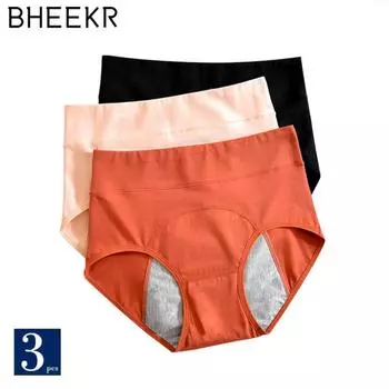 3 шт./компл. трусики для менструации, хлопковые менструальные трусики с высокой талией, нижнее белье для периода, брюки-кюлоты Menstruelle, герметичные Bragas Menstruales M