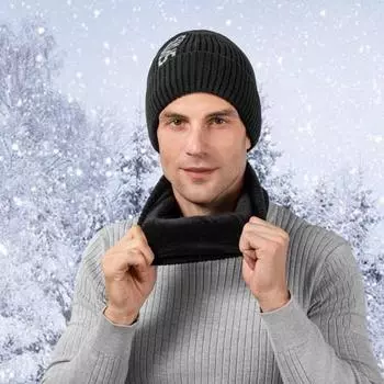 3 шт./компл. унисекс шапка шарф перчатки комплект с буквенным принтом шапка термо плюшевая подкладка серый