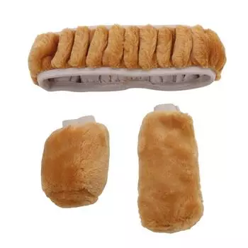 3 шт./компл. универсальный чехол на руль, ручной тормоз, ручка переключения передач, колпачки, трехкомпонентный меховой чехол, зимние аксессуары для салона автомобиля вино красного